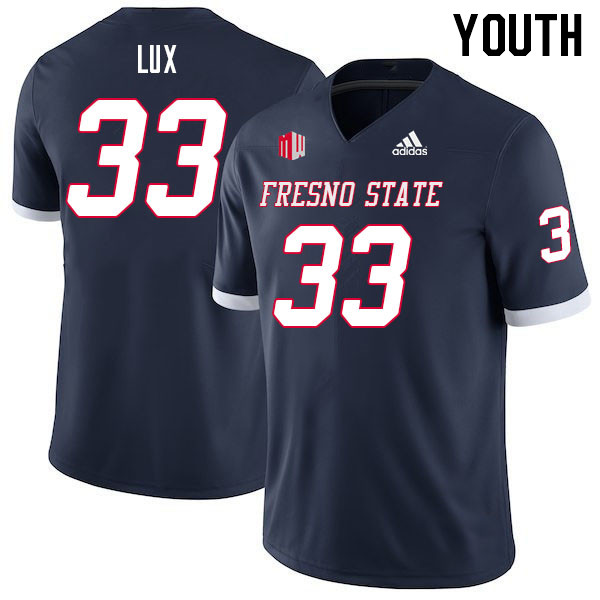 Youth #33 Bralyn Lux Fresno State Bulldogs College Football Jerseys Sale-Navy